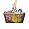 Portable Simple 12PCS Shopping Baskets with Handles Metal Shopping Basket Black